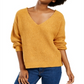 Hippie Rose Junior's Chenille V Neck Sweater Yellow Size Large