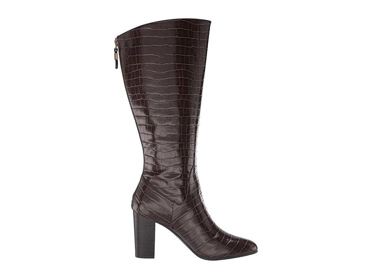 Anne Klein Women's Nastya Knee High Wide Calf Boots Brown Size 9.5 WC