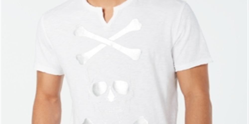 INC International Concepts Men's Skull & Cross Bones T-Shirt White Size Medium