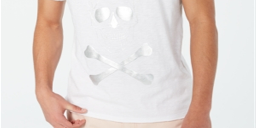 INC International Concepts Men's Skull & Cross Bones T-Shirt White Size Medium