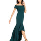 Calvin Klein Women's Off the Shoulder High Low Gown Green Size 16