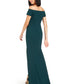 Calvin Klein Women's Off the Shoulder High Low Gown Green Size 16