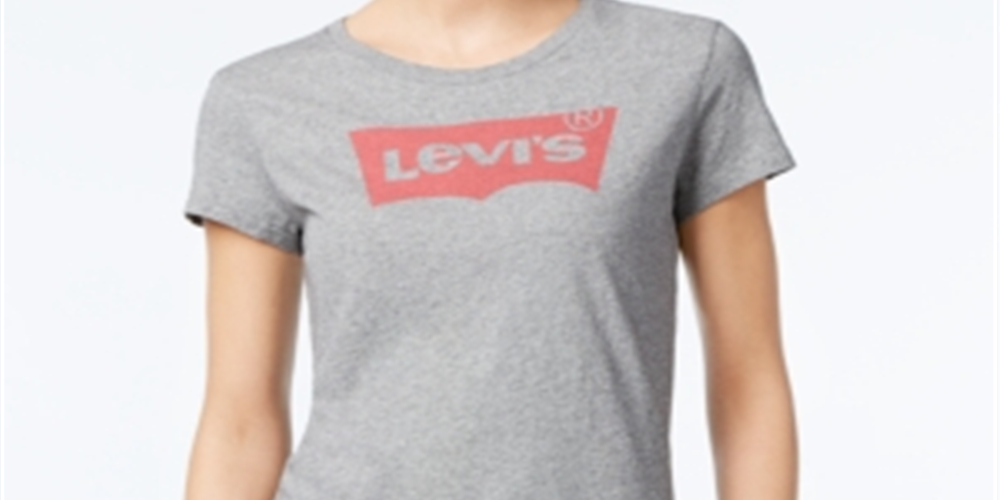 Levi's Women's Slim Crew Logo Tee Gray Size Medium
