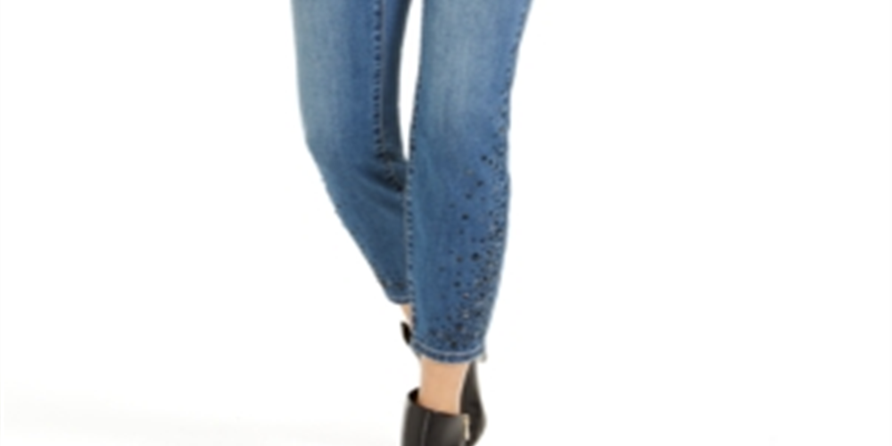 INC International Concepts Women's Rhinestone Curvy Skinny Jeans Blue Size 0