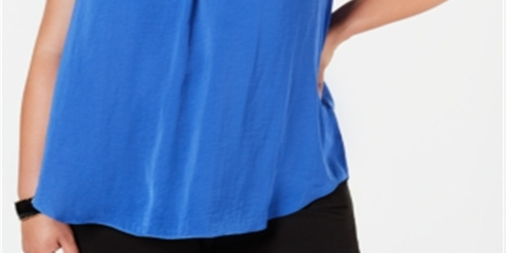 Alfani Women's Sleeveless V Neck Hi Lo Top Plus Blue Size 0X