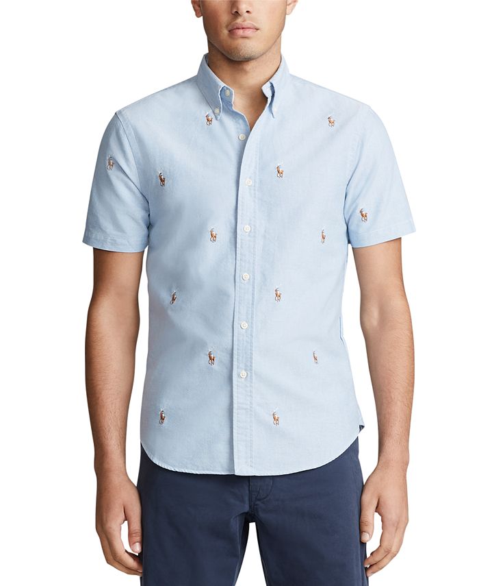 Polo Ralph Lauren Men's Allover Pony Short Sleeve Oxford Shirt Assorted Size Small