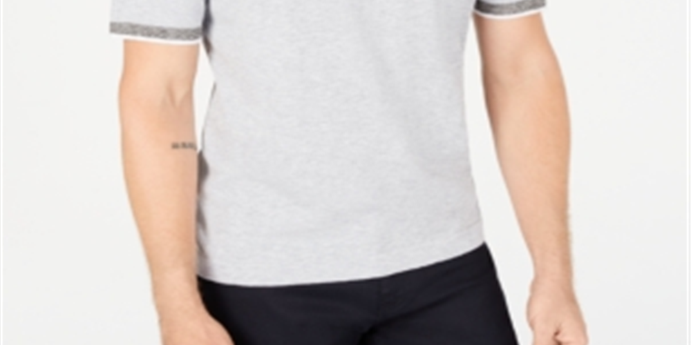 Alfani Men's Mock Neck Short Sleeves Sweater Gray Size Medium