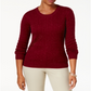 Karen Scott Women's Marled Cotton Cable Knit Sweater Red Size Petite Small