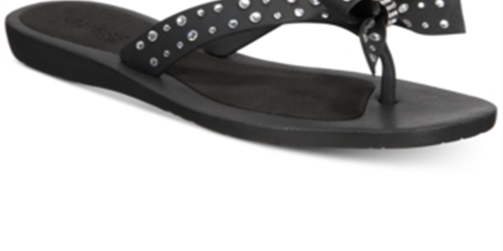 Guess Women's Tutu Rhinestone Thong Flip Flops BlackSize -7 M