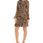 Anne Klein Women's Animal Print Zippered Fit Flare Dress Brown Size 8