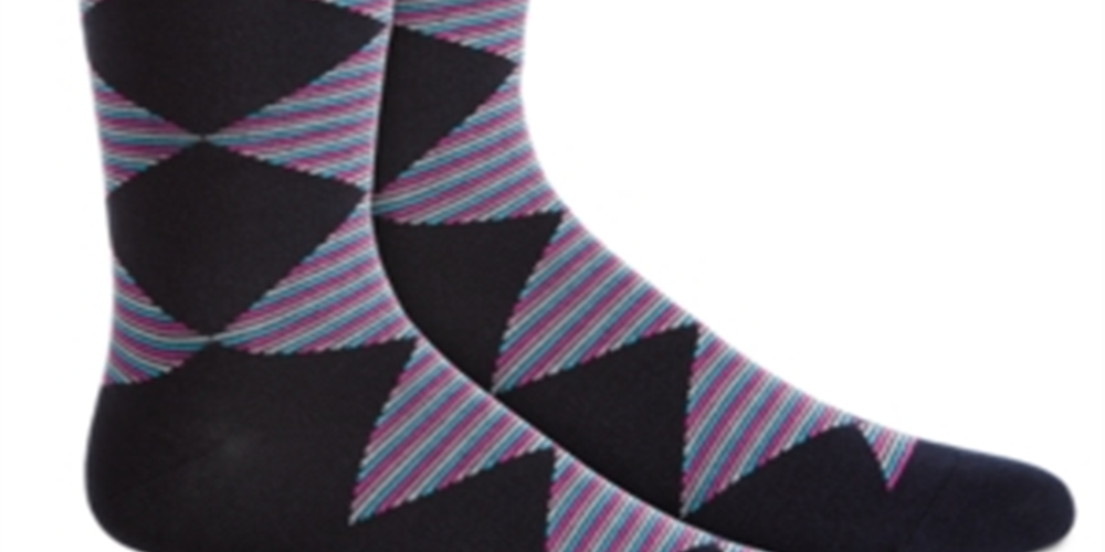 Alfani Men's Striped Diamond Dress Socks Blue Size Regular