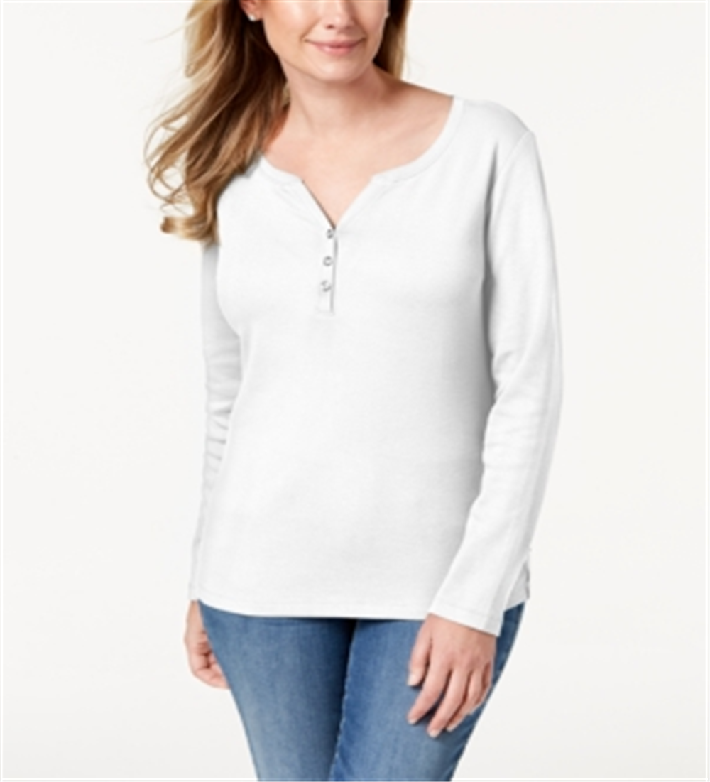 Karen Scott Women's Knit Solid Pullover Top White Size X-Large