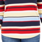 Charter Club Women's Pima Cotton Button Shoulder Stripe Top Red Multi Size Small