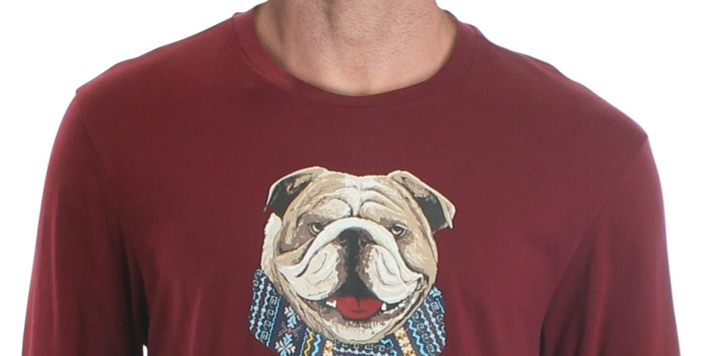 Club Room Men's Bulldog Scarf Cotton Blend Graphic T-Shirt Red Size Small