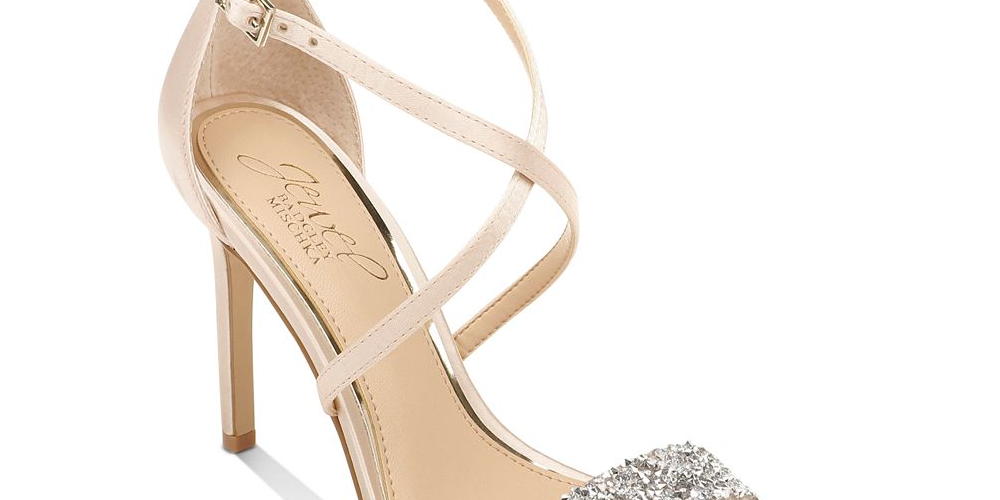 Jewel Badgley Mischka Women's Ankle Strap Open Toe Pumps Gold Size 9 M