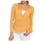 Free People Women's Long Sleeve V Neck Top Orange Size Small