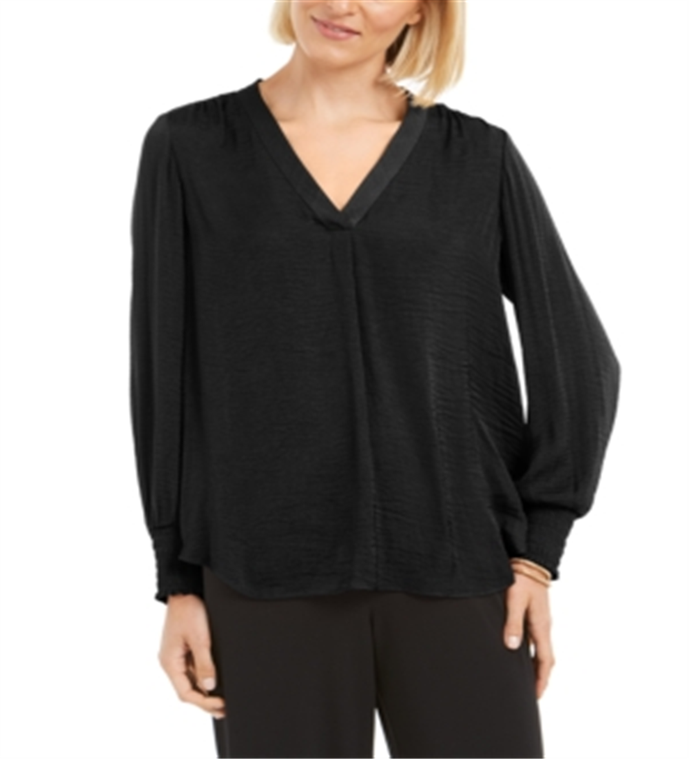Alfani Women's V Neck Top Black Size Petite Medium
