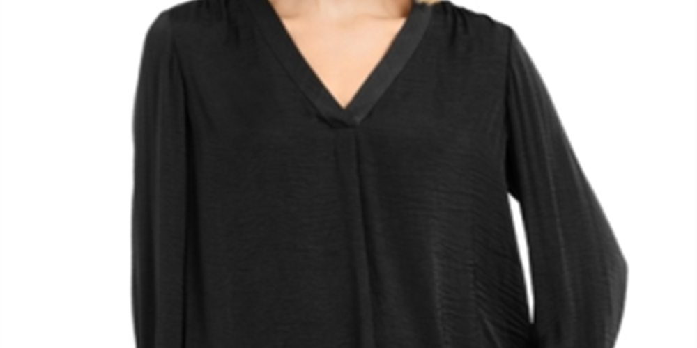 Alfani Women's V Neck Top Black Size Petite Medium