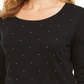 Karen Scott Women's Studded 3/4 Sleeve Top Black Size Small