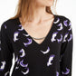 Alfani Women's Printed Neckline Hardware Top Black Size Medium