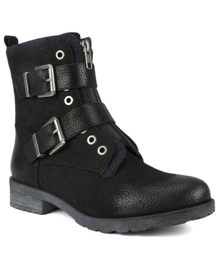 White Mountain Women's San Diego Combat Bootie Black Size 6.5M