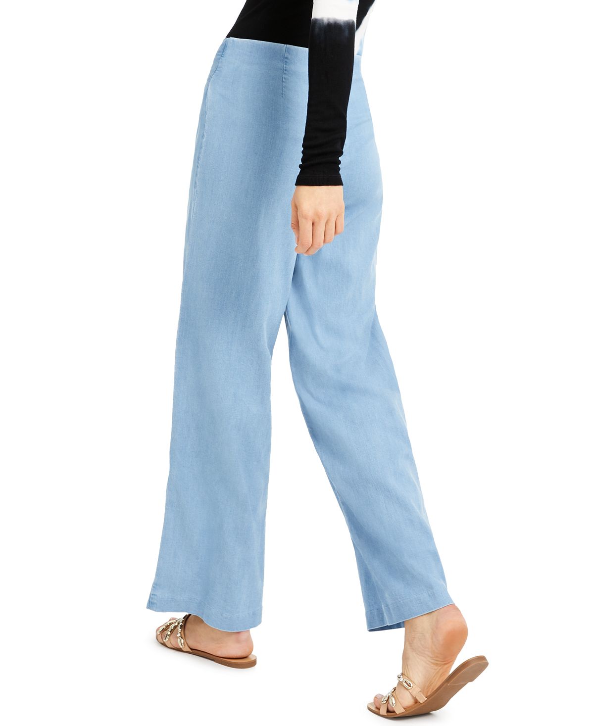 INC International Concepts Women's Tie Front Wide Leg Casual Pants Blue Size 2