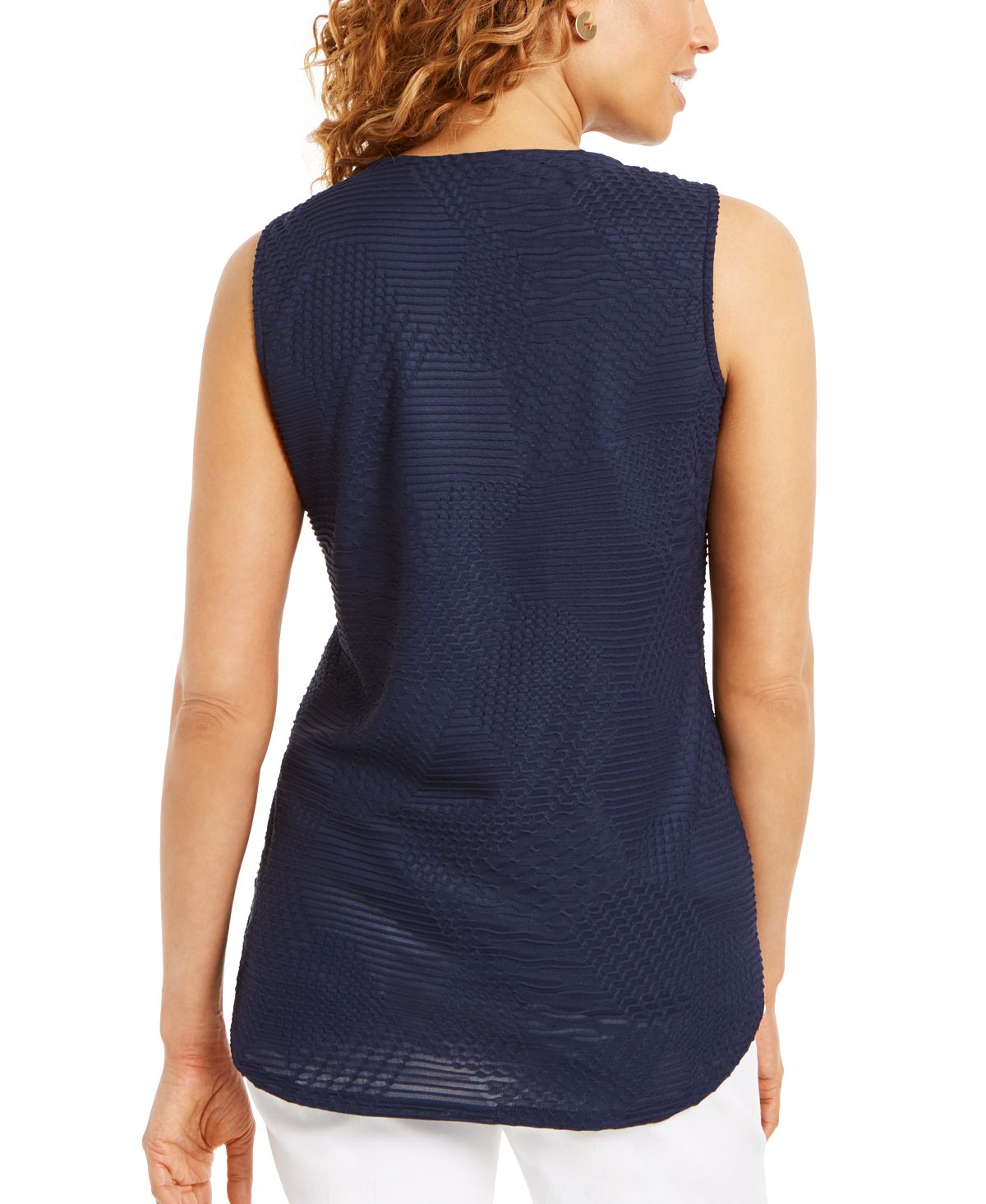 JM Collection Women's Zippered Neck Top Blue Size Small