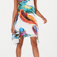 Robbie Bee Women's Printed Chiffon Trapeze Dress -White Size 10 P