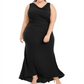 Calvin Klein Women's Plus Draped Cowlneck Gown Black Size 14W
