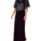 Connected Apparel Women's Metallic Cape Sleeves Maxi Dress Purple Size 10