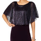 Connected Apparel Women's Metallic Cape Sleeves Maxi Dress Purple Size 10