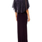 Connected Apparel Women's Metallic Cape Sleeves Maxi Dress Purple Size 10