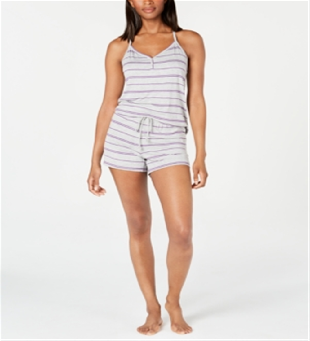 Alfani Women's Henley Tank Top Shorts Sleep Set Gray Size X-Large
