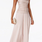 R & M Richards Women's Draped & Ruched Shimmer Gown Brown Size 14