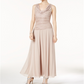 R & M Richards Women's Draped & Ruched Shimmer Gown Brown Size 14