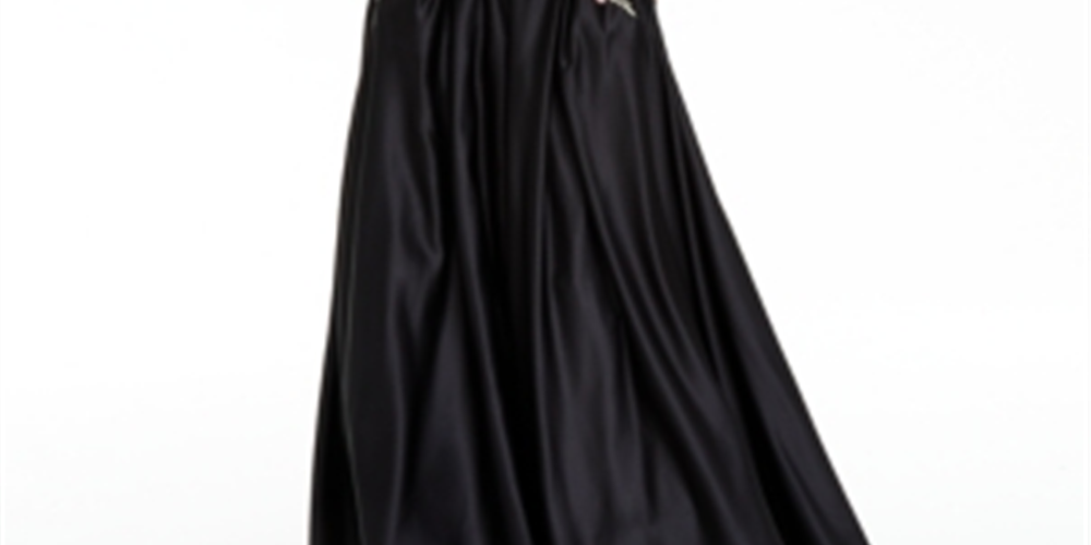 Blondie Nites Junior's Embroidered Front Corset Back Ball Gown Black Size 9