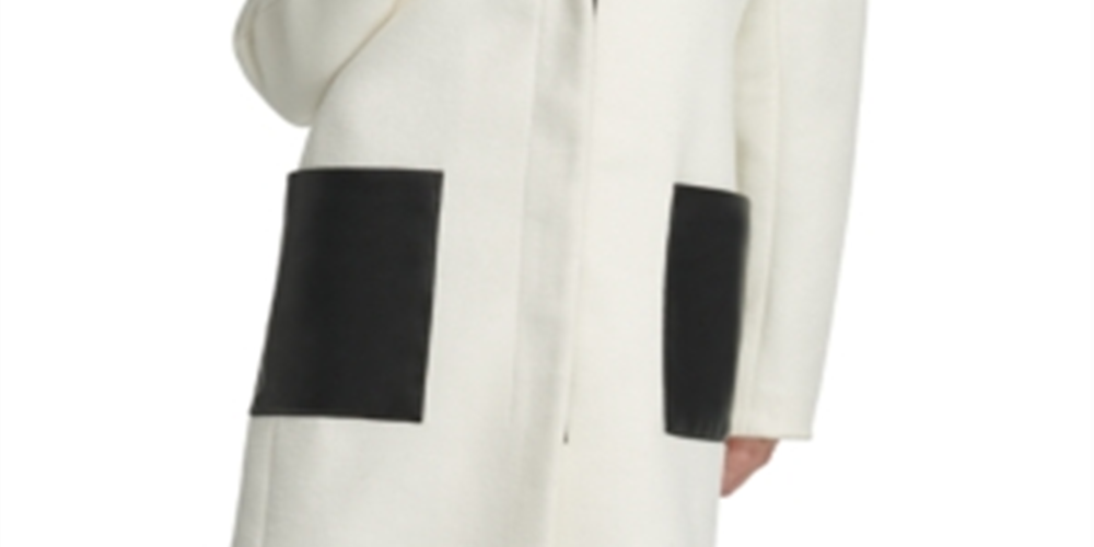 DKNY Women's Cold Weather Winter Long Coat White Size Medium
