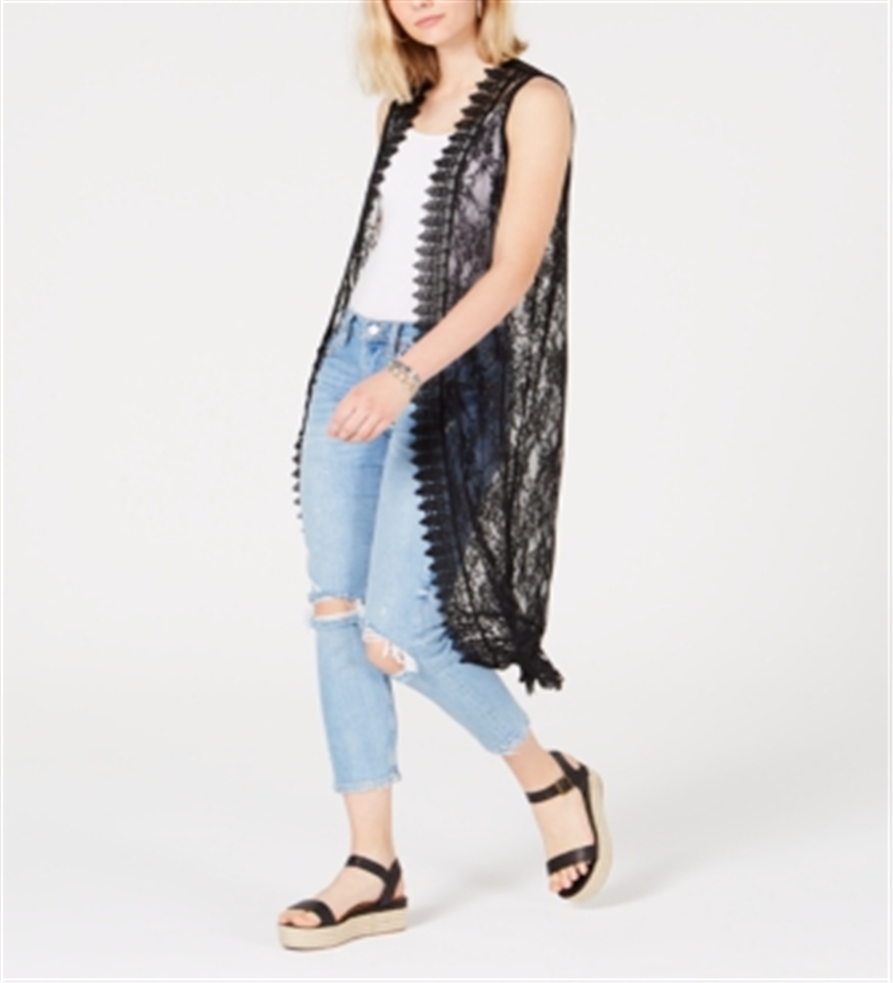Polly & Esther Junior's Lace Duster Black Size Large