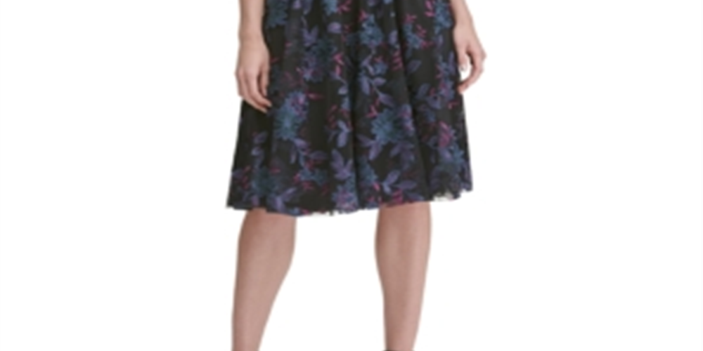 Tommy Hilfiger Women's Belted Embroidered Fit & Flare Dress Black Size 6