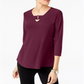 Alfani Women's Keyhole High Low Top Red Size Small