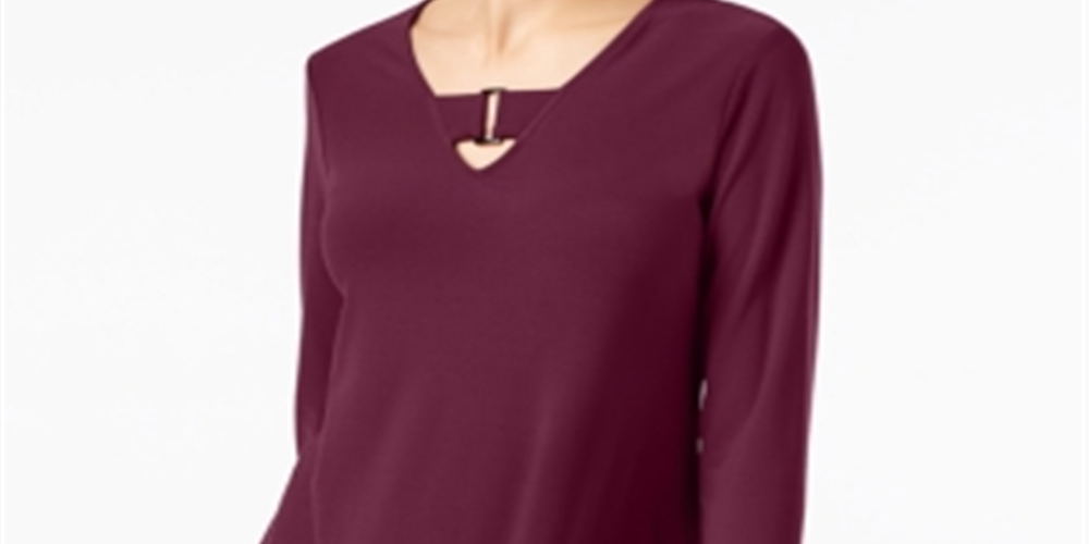 Alfani Women's Keyhole High Low Top Red Size Small