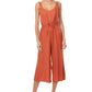 O'Neill Women's Rompers SPC Shawn Button Front Sleeveless Crop Jumpsuit Brown Size Medium