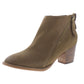 Aqua College Women's Waterproof Back Pull Tab Comfort Zipper Accent Nancy Round Toe Block Heel Zip up Leather Booties Green Size 8.5 M
