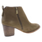 Aqua College Women's Waterproof Back Pull Tab Comfort Zipper Accent Nancy Round Toe Block Heel Zip up Leather Booties Green Size 8.5 M