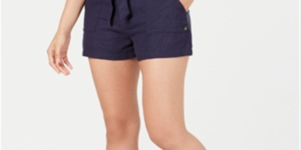 Roxy Junior's Belted Paperbag Shorts Blue Size Large