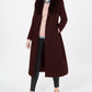 Forecaster Women's Fox Fur Collar Belted Maxi Wrap Coat Black Size 14