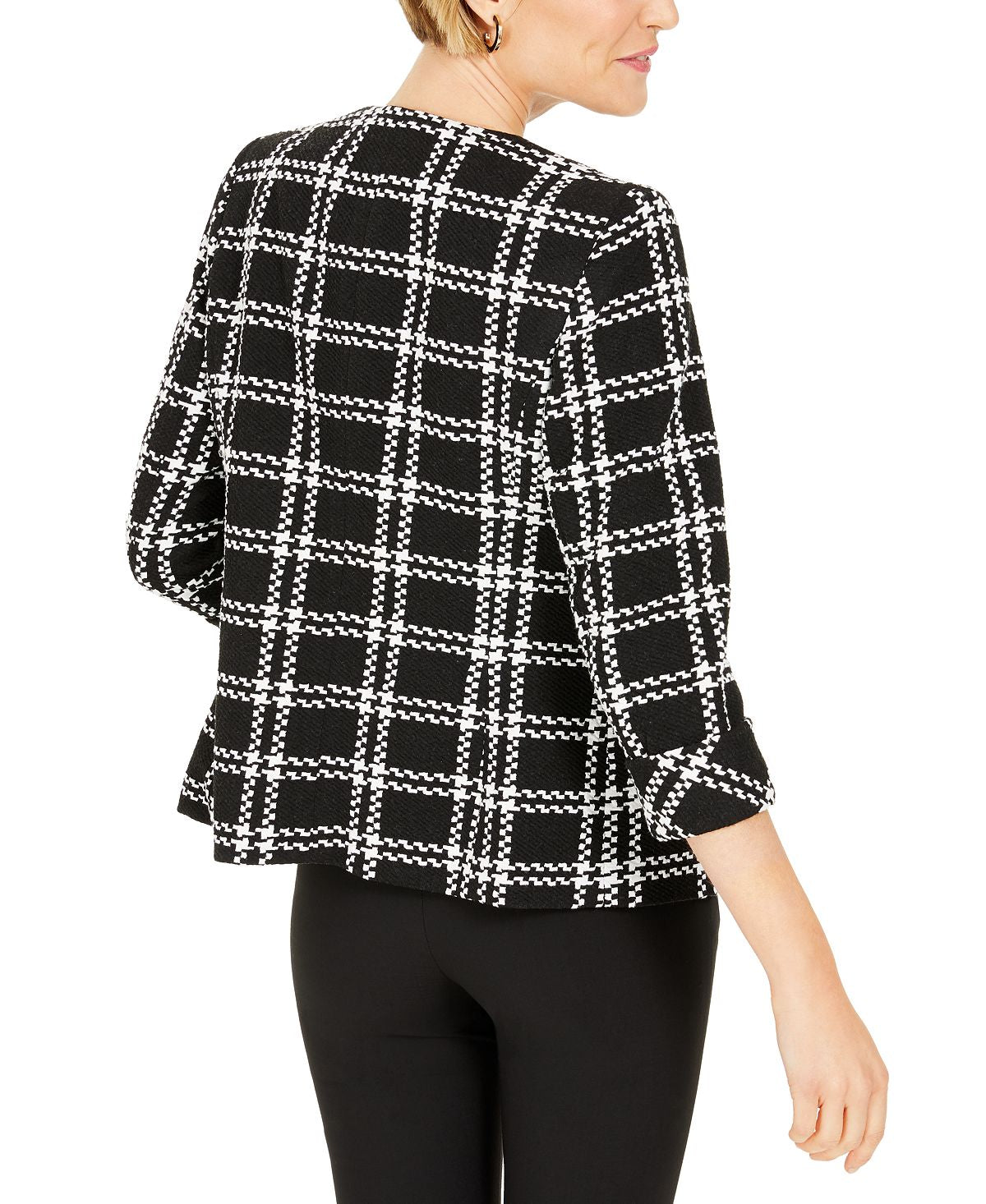 Kasper Women's Plaid Wear to Work Jacket Black Size 16