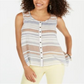 Style & Co Women's Cotton Striped Button up Top White Size Small