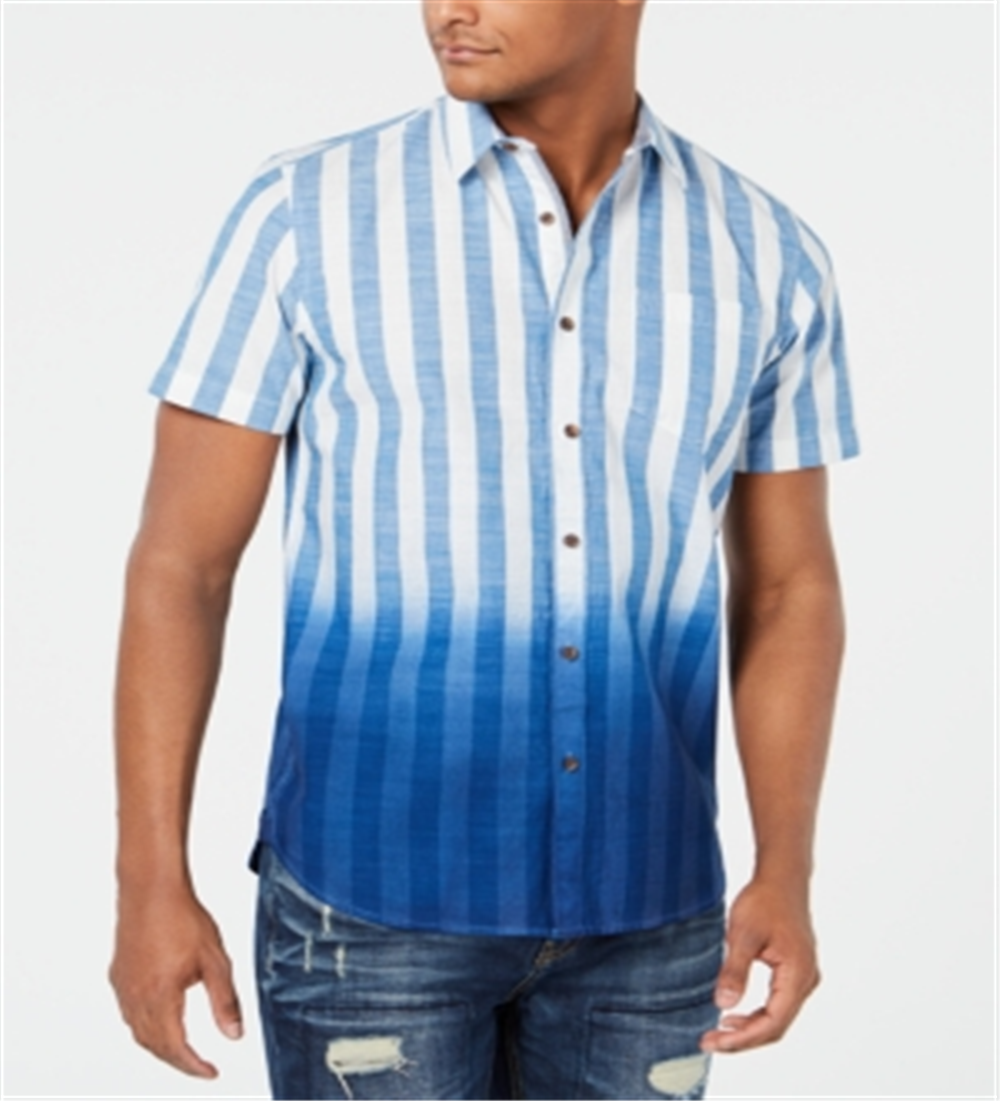 American Rag Men's Cotton Striped Button Down Shirt Blue Size Large