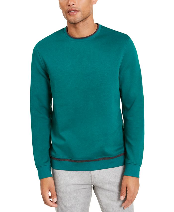 Alfani Men's Knit Long Sleeves Crew Sweatshirt Green Size Medium